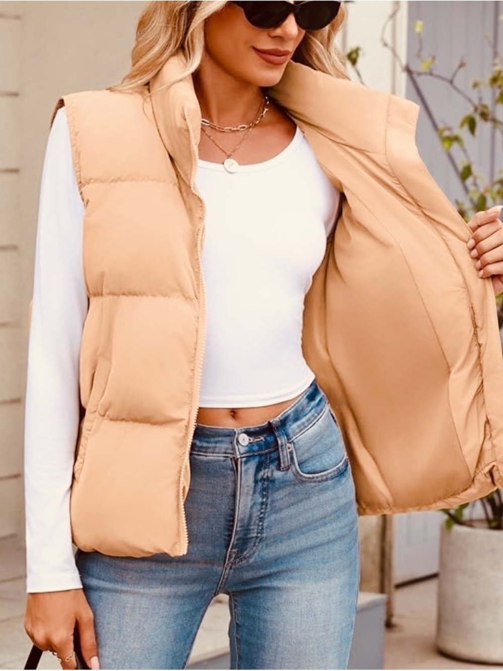 NWT Woman’s ZEAGOO Puffer Vest Small Oversized Zip~Up Stand Up Collar 🤎🤎💫